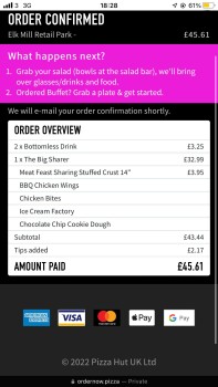 Consumer Review - Food Safety Pizza Hut Restaurants, Royton, Oldham, UK Came to this location last night with my partner and had c... photo #2