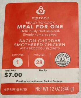 Food Recall Aprons ready to cook Meal for One Bacon-Cheddar Smothered Chicken - Public Health alert due to undec... photo #1