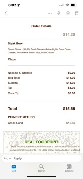 Consumer Review - Food Safety Chipotle Mexican Grill, South Waukegan Road, Waukegan, IL, USA Picked up a online order from here th... photo #2