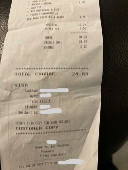 Consumer Review - Food Safety Popeyes Louisiana Kitchen, West 95th Street, Evergreen Park, IL, USA Last night,  The chicken and re... photo #2