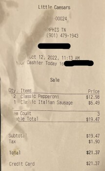 Consumer Review - Food Safety Little Caesars Pizza, South 3rd Street, Memphis, Tennessee, USA Yesterday,  All 5 of my children was... photo #2