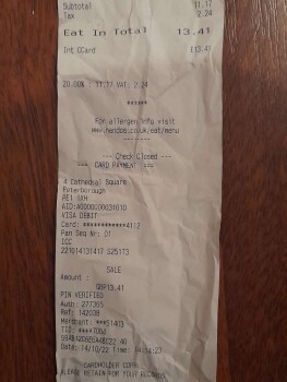 Consumer Review - Food Safety Nando's Peterborough, Church Street, Peterborough, UK I hadn’t eaten all day and went there with my... photo #1
