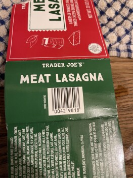 Consumer Review - Food Safety Trader Joe's, Broadway, New York, NY, USA Microwaved the frozen lasagna for recommended 5 minutes. A... photo #2