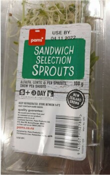 Food Recall Pams sprouts products - recalled due to possible Salmonella Foodstuffs Own Brands Ltd is recalling i... photo #3