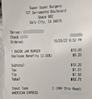 Consumer Review - Food Safety Super Duper Burgers, Serramonte Center, Daly City, CA, USA I had the seasonal burger at around 7:30p... photo #2