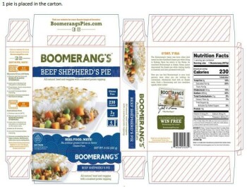 Food Recall BOOMERANG’S Beef Shepherd's Pie - recalled due to extraneous materials The FSIS announced the recall... photo #1