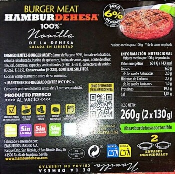 Food Recall HAMBURDEHESA BURGER MEAT Novilla de la dehesa - recalled due to Salmonella Spanish Agency for Food S... photo #2