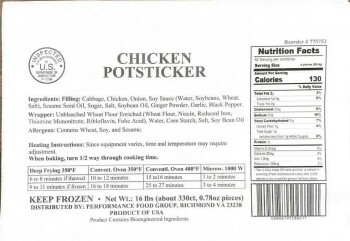 Food Recall ASIAN PRIDE Chicken and Pork Potstickers - recalled due to production without the benefit of inspect... photo #2