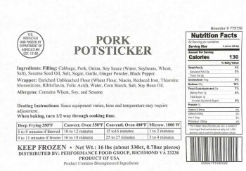 Food Recall ASIAN PRIDE Chicken and Pork Potstickers - recalled due to production without the benefit of inspect... photo #3