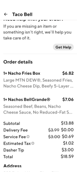 Consumer Review - Food Safety Taco Bell, Hwy 53, Calhoun, GA, USA My son and I ordered it via Door Dash at 11:15 pm, Friday, 11/4.... photo #1