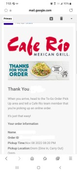 消费者评论 - 食品安全 Cafe Rio Mexican Grill, West Center Street, Orem, UT, USA Within a couple hours of eating here my da... 照片 #2