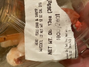 消费者评论 - 食品安全 Safeway, West Drake Road, Fort Collins, CO, USA I ate ready to eat crab and shrimp and was coughing... 照片 #2