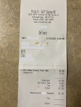 Consumer Review - Food Safety Pizza 9 Golf Course, Golf Course Road Northwest, Albuquerque, NM, USA Last night me and my friend,... photo #2