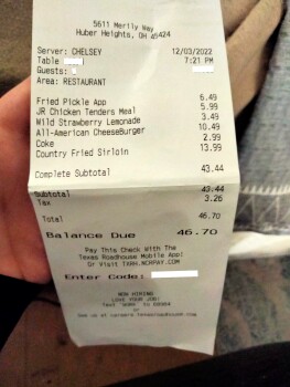 Consumer Review - Food Safety Texas Roadhouse, Merily Way, Huber Heights, OH, USA Last night, The food That everyone I know is bee... photo #4