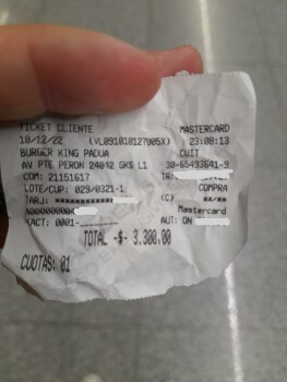 Consumer Review - Food Safety Burger King, Av. Pres. Juan Domingo Perón 24056, San Antonio de Padua, Provincia de Buenos Aires, Ar... photo #2