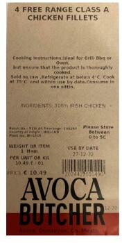 Food Recall Avoca Butcher products - recalled due to incorrect cooking instructions The FSAI announced the recal... photo #2
