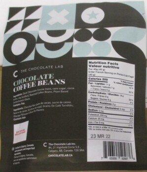 食品召回 The Chocolate Lab Chocolate Coffee Beans - recalled due to undeclared milk The affected product is b... 照片 #2