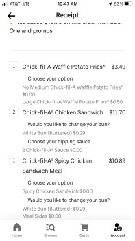 Consumer Review - Food Safety Chick-fil-A, West I 35 Frontage Road, Edmond, OK, USA 1/27/23,  chicken sandwich and chicken spicy s... photo #1