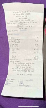 Consumer Review - Food Safety Chick-fil-A, East Orangethorpe Avenue, Fullerton, Orange County, CA, USA 1/30/23, Not sure On 1/28/2... photo #1