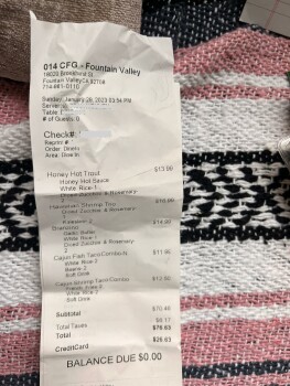 Consumer Review - Food Safety Chick-fil-A, East Orangethorpe Avenue, Fullerton, Orange County, CA, USA 1/30/23, Not sure On 1/28/2... photo #2