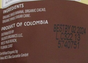 食品召回 Salento Organics dark chocolate products - recalled due to undeclared milk The affected products are... 照片 #3