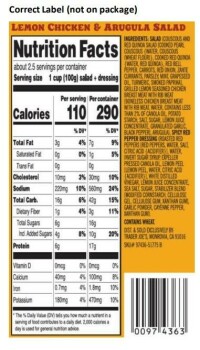 Food Recall Trader Joe's Lemon Chicken & Arugula Salad - recalled due to Misbranding and Allergens The FSIS anno... photo #2