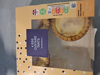 Avaliação do consumidor - Segurança alimentar Sainsbury's, Rugby Rd, Hinckley, UK Today, Egg custard purchased from local store foto #2
