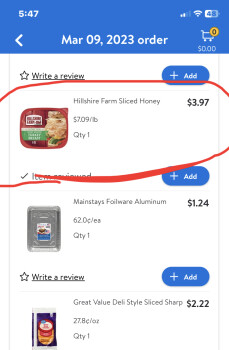 Reseña del consumidor - Seguridad alimentaria Walmart Supercenter, East-West Connector, Austell, GA, USA Ate 2 Hillshire Farms Ultra Thin Honey Ro... foto #3