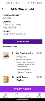 Consumer Review - Food Safety Taco Bell, South Dort Highway, Flint, MI, USA On March 11th, 2023 I ordered lunch from their app. It... photo #3