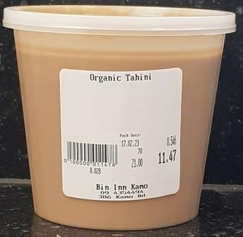 Food Recall Bin Inn Hulled and Unhulled Organic Tahini products - recalled due to Salmonella Bin Inn Retail Grou... Foto #2
