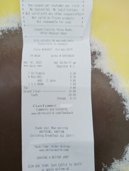 Verbraucherbewertung – Lebensmittelsicherheit White Castle, West Davison Street, Detroit, MI, USA I ordered my food same way as I always do I even... Foto #2