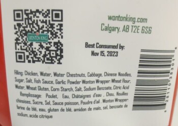 Retiro de alimentos Wonton King Wontons products recalled due to undeclared egg The affected products are being recalled... foto #3