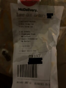 Consumer Review - Food Safety McDonald's, Stamfordham Road, Newcastle upon Tyne, UK Ordered it last night for tea came an hour lat... photo #2