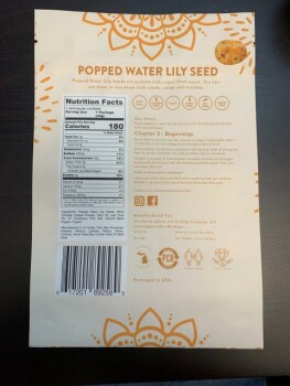 Retiro de alimentos Karma White Cheddar Cheese Popped Water Lily Seeds - recalled due to undeclared milk Karma Spices an... foto #2