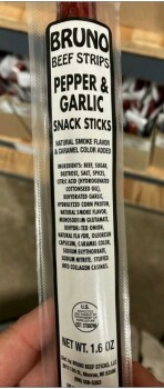 Food Recall Bruno beef strips pepper & garlic snack sticks - recalled due to Allergen The FSIS announced the rec... photo #1