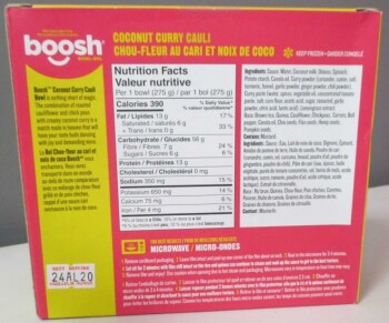Food Recall Boosh Coconut Curry Cauli Bowl - recalled due to undeclared milk Boosh Food Inc. Brand recalled thei... photo #2