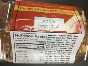 Food Recall GHSW, LLC Turkey and Havarti Sandwich - recalled due to allergens GHSW, LLC. is voluntarily recallin... photo #2