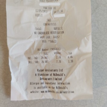 Consumer Review - Food Safety McDonald's, Riverside Retail Park, Fairground Way, Northampton, UK 13/5/23 at around 2:30pm, had it,... photo #3