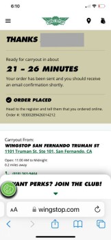 消费者评论 - 食品安全 Wingstop, Truman Street, San Fernando, CA, USA 5-14-2023 Original hot bone in wing 4 people of may f... 照片 #3