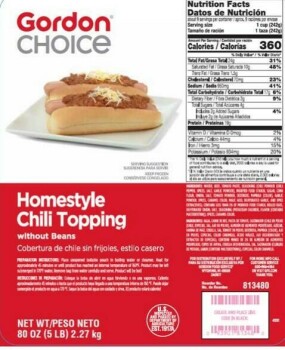 Food Recall Gordon Choice Homestyle Chili Topping - recalled due to misbranding & Allergen The FSIS announced th... photo #1