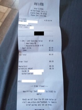 Consumer Review - Food Safety Arby's, Northeast Terry Lane, Grants Pass, OR, USA On 6/24/23 at 4:32pm I stopped here to order dinn... photo #2