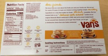 Food Recall Van’s Gluten Free Original Waffles - recalled due to Undeclared Wheat Van’s International Foods (“Va... photo #2
