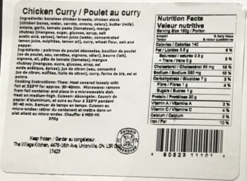 Rappel d'aliments The Village Kitchen Chicken Curry - recalled due to undeclared mustard The affected products are bei... photo #2
