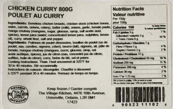 Rappel d'aliments The Village Kitchen Chicken Curry - recalled due to undeclared mustard The affected products are bei... photo #3