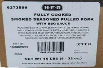 Food Recall H‑E‑B Smokehouse Fully Cooked Pulled Pork with BBQ Sauce - recalled due to Misbranding & Allergen Th... Foto #2