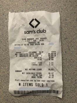 Consumer Food Safety Report Sam's Club, West McDowell Road, Phoenix, AZ, USA Today 7/28/23, I purchased use by date 7/27/23 sock... photo #3