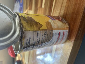 Consumer Food Safety Report H-E-B, Wimberley, TX, USA heb. White mold in  hill country fare unopened canned refried black beans photo #2