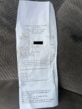 Consumer Review - Food Safety Popeyes Louisiana Kitchen, Walker South Road, Walker, LA, USA I got them new wings sweet and spicy a... photo #3