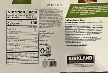 Food Recall Kirkland Signature Chicken Tortilla Soup - recalled due to undeclared Gluten Update September 13, 20... Foto #3