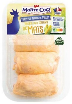 Food Recall MAITRE COQ Chicken thighs fed with corn kernels - recalled due to Listeria RappelConso issued a reca... photo #2